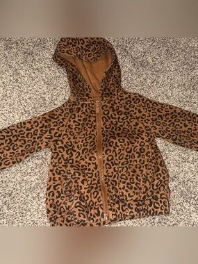 Old Navy Kids' Leopard Print Hooded Puffer Jacket - Brown/Black